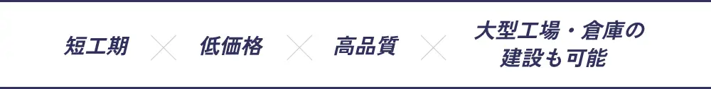 短工期×低価格×高品質×大型工場・倉庫の建設も可能